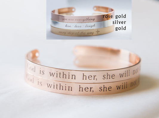 God is Within Her She Will Not Fail Bracelet Gift Christian Cuff