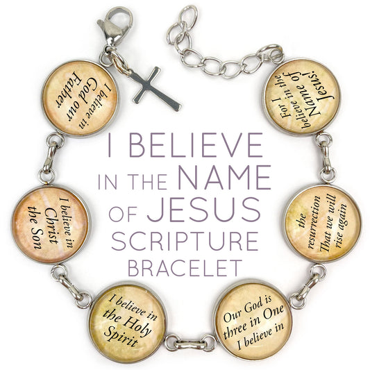 I Believe In the Name of Jesus – Apostle’s Creed Glass Charm Bracelet